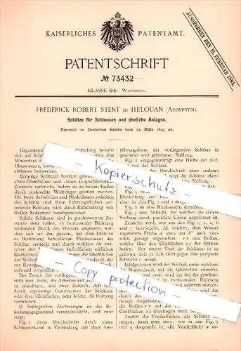 Original Patent  - Frederick Robert Stent in Helouan , Aegypten , 1893 , Schütze für Schleusen , Ägypten , Schleuse !!!