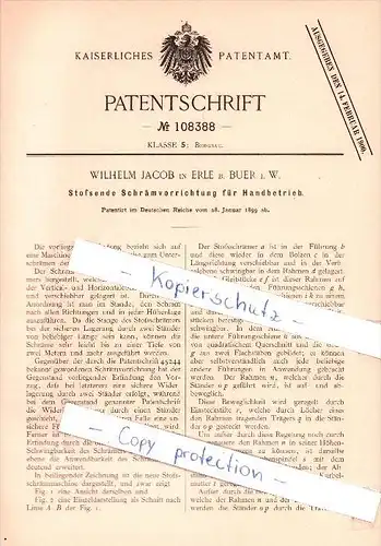 Original Patent - Wilhelm Jacob in Erle b. Buer i. W. , 1899 , Schrämvorrichtung  , Bergbau , Gelsenkirchen !!!