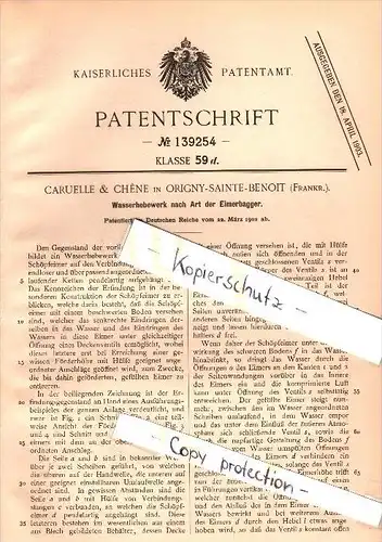 Original Patent - Caruelle & Chene à Origny-Sainte-Benoite , 1902 , Colonne d'eau !!!