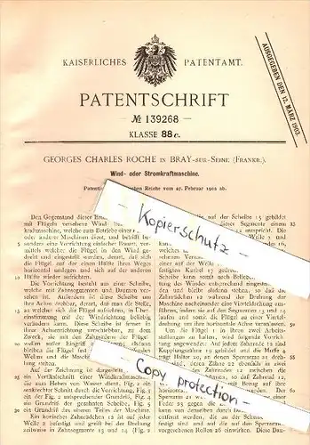 Original Patent - G. Roche à Bray sur Seine , 1902 , Machine à énergie éolienne !!!