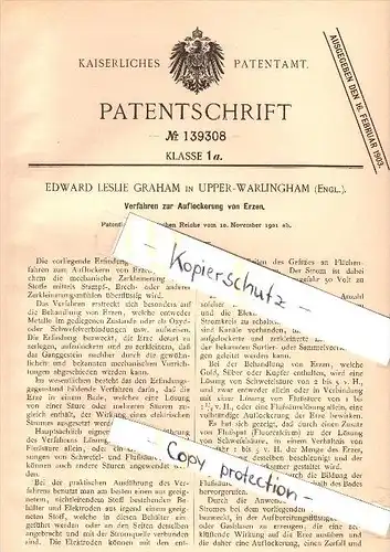 Original Patent - E.L. Graham in Upper Warlingham , England , 1901 , Loosening of ore !!!