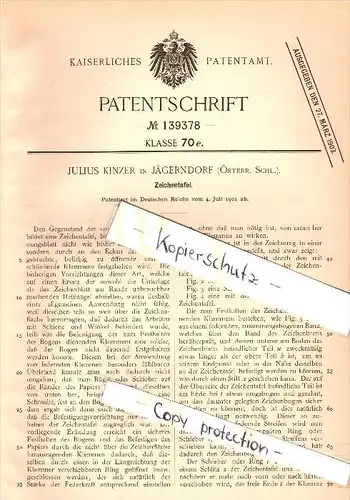 Original Patent - Julius Kinzer in Jägerndorf / Krnov i. Schlesien , 1901 , Zeichentafel , Schule , Tafel !!!