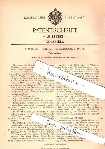 Original Patent - Alphonse Huillard à Suresnes , 1902 , sèche pour plaques !!!