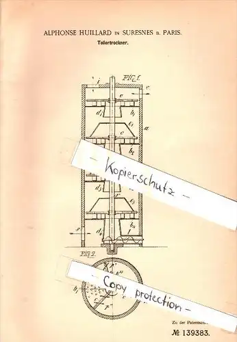 Original Patent - Alphonse Huillard à Suresnes , 1902 , sèche pour plaques !!!