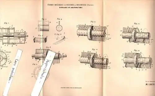 Original Patent - Firmin Brückert à Rousies b. Maubeuge , 1900 , Moteur à combustion avec tous azimuts piston !!!