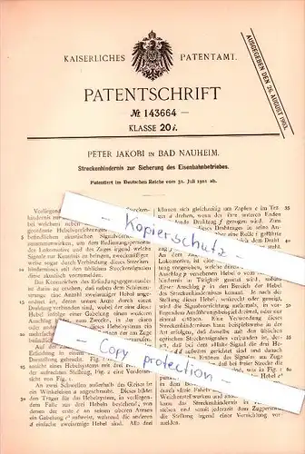 Original Patent - Peter Jakobi in Bad Nauheim , 1901 , Streckenhindernis zur Sicherung des Eisenbahnbetriebes !!!