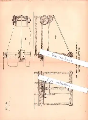 Original Patent - Nicolaus Wahl in Pirmasens , 1887 , Lederwalze mit durch Keil verstellbarem Tisch !!!