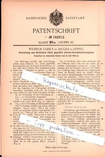 Original Patent - Wilhelm Carius in Taucha b. Leipzig , 1906 , Vorrichtung zum Bewässern von Steinerzeugnissen !!!