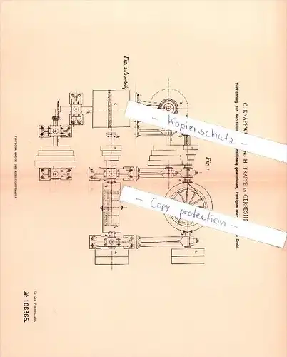 Original Patent - C. Knappwurst und H. Trappe in Gerresheim , 1897 , Herstellung von kantigem oder geripptem Draht !!!