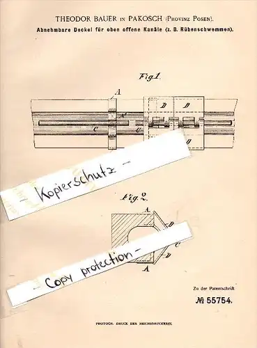 Original Patent - Theodor Bauer in Pakosch / Pako&#347;&#263; , 1890 , Rübenhaus - Vorrichtung , Rüben , Landwirtschaft