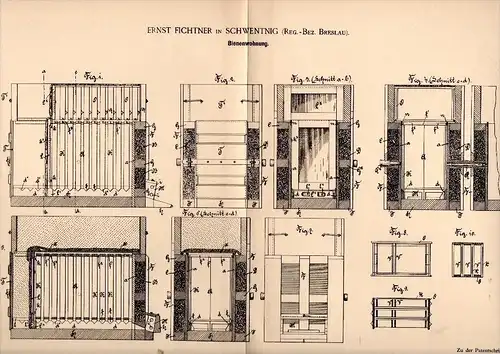 Original Patent - Ernst Fichtner in Schwentnig b. Breslau , 1893 , Wohnung für Bienen , Imkerei , Imker , Schlesien !!!