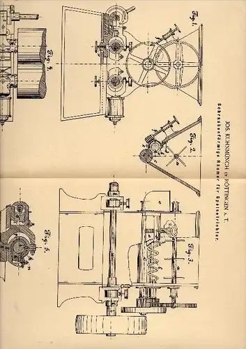 Original Patent - Jos. Kuhnmünch in Röttingen b. Lauchheim a. Trauf , 1884 , Speisetrichter für Mühle !!!