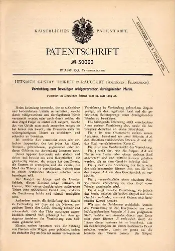 Original Patent - H.G. Thiriet dans  Raucourt  et Flaba , 1884 , Appareil contre Broncos !!!