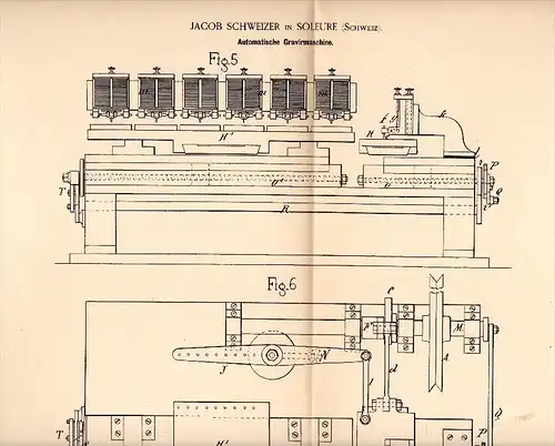 Original Patent - Jacob Schweizer in Soleure / Solothurn , 1884 , Automatische Graviermaschine , Gravur , Druckerei !!