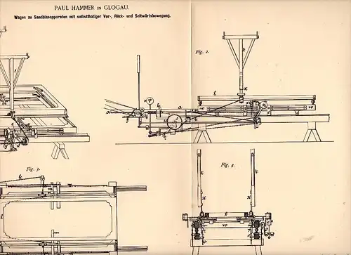 Original Patentschrift - Paul Hammer in Glogau / G&#322;ogów , 1889 , Apparat zum Blasen mit Sand , Bildhauer , Steinmet