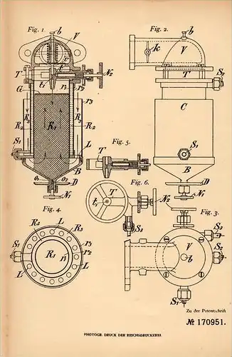 Original Patentschrift - C. Weber - Landolt in Menziken , 1905 , Oberflächenvergaser für Wasserstoffmotoren , Kulm !!!