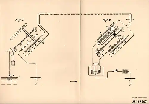 Original Patentschrift - F. Rittmeyer in Thalwil , 1905 , Wasserstandsfernmelder , Wasserwerk , Wasser !!!