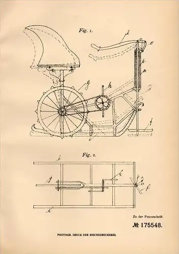 Original Patentschrift - C. Martins in Dramburg i. Pomm., 1905 , Lenkung für Motorschlitten , Drawsko Pomorskie !!!