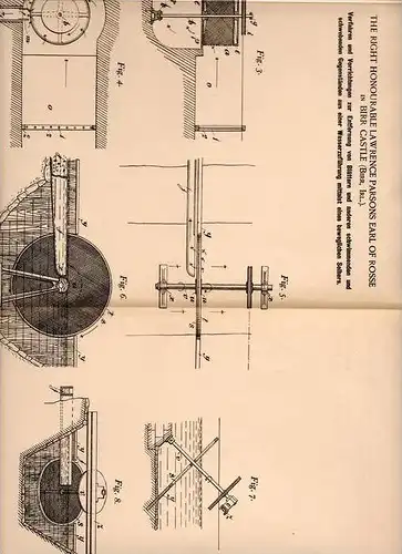 Original Patentschrift - Parsons Earl of Rosse in Birr Castle , Irland , 1901 , Beseitigung von Blättern aus Wasser !!!