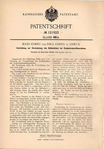 Original Patentschrift - J. Cornu à  Lisieux , 1900 , Des maladies dans les moteurs !!!