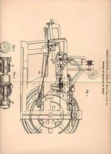 Original Patentschrift - Emmet Horton in Elmira , New-York , USA , 1902 , Maschine für Körbe , Korb !!!