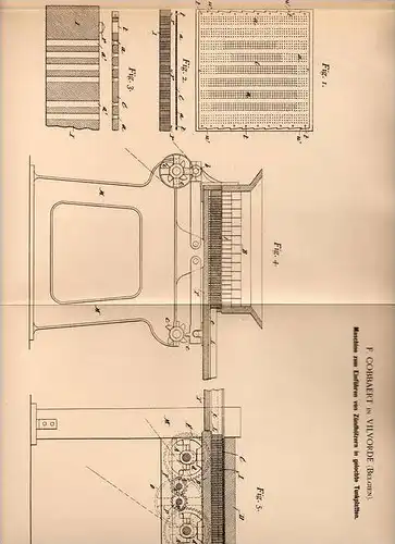 Original Patentschrift - F. Cobbaert in Vilvoorde , 1899 , Zündholz - Maschine , Streichholz , Streichhölzer !!!