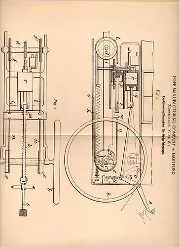 Original Patentschrift - Pope Manufacturing Comp. in Hartford , USA , 1899 , Motor für Automobile , Motorfahrzeuge !!!