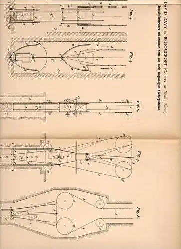 Original Patentschrift - D. Davy in Broomcroft , York , England , 1899 , Förderwerk für Schacht , Bergwerk , Bergbau !!!