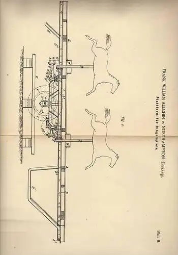 Original Patentschrift - F. Allchin in Northampton , England , 1889 , Plattform für Ringelspiele , Karussell !!!