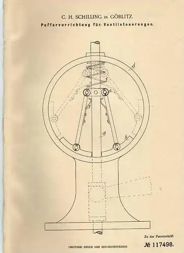 Original Patentschrift -  C.H. Schilling in Görlitz ,1900, Ventilsteuerung  !!!