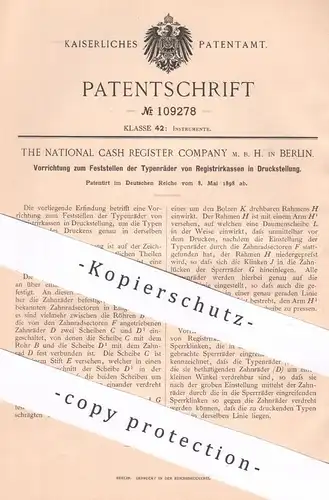 original Patent - The National Cash Register Company mbH Berlin | 1898 | Typenräder an Registrierkassen | Kasse , Kassen