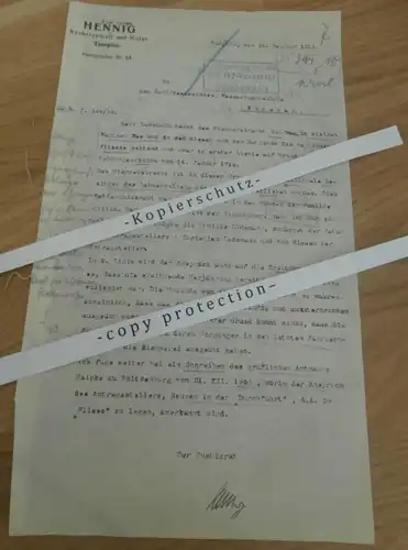 Rechtsanwalt Henning Templin , 1919 , altes Dokument , Rathenow See , Warther See , Regierung , Uckermark !!!