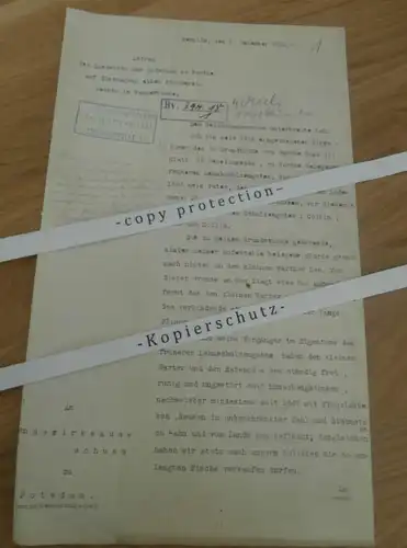 Rechtsanwalt Henning Templin , 1919 , altes Dokument , Rathenow See , Warther See , Regierung , Uckermark !!!