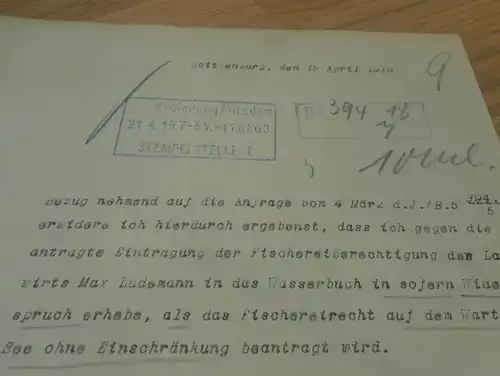 Graf Arnim-Boitzenburg , 1919 , altes Dokument , Regierung , Boitzenburg , Fischerei , Autograph , Uckermark !!!