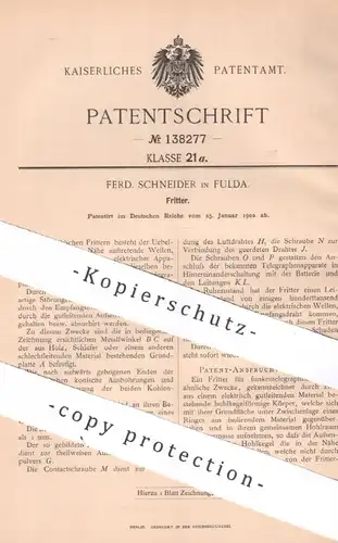 original Patent - Ferd. Schneider , Fulda | 1902 | Fritter | telegraphy | Telegraphie , Strom , Elektriker