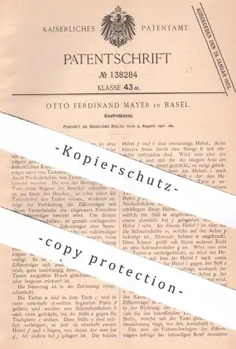 original Patent - Otto Ferdinand Mayer , Basel , Schweiz , 1901 , Kontrollkasse | Kasse , Kassen , Registrierkasse