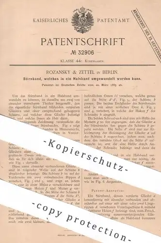 original Patent - Rozansky & Zettel , Berlin , 1885 , Stirnband , Halsband | Kette , Schmuck