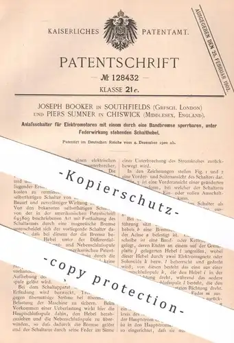 original Patent - Joseph Booker , London | Piers Sumner , Chiswick , England | 1900 | Anlasser für Elektromotor | Motor