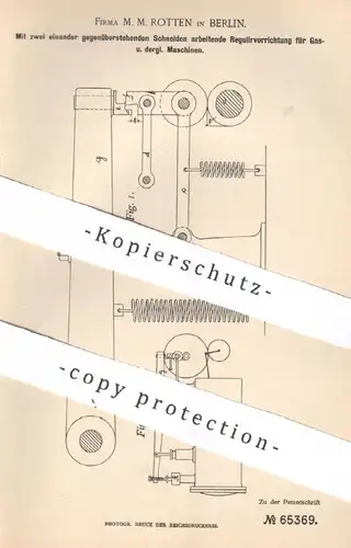 original Patent - M. M. Rotten , Berlin | 1892 | Regulierung für Gasmaschinen | Gasmotor | Gas - Motor | Motoren