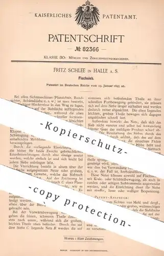 original Patent - Fritz Schlee , Halle / Saale , 1895 , Flachsieb | Sieb , Siebe , Sieben | Mühle , Mehl , Sichtmaschine