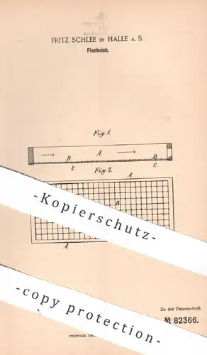 original Patent - Fritz Schlee , Halle / Saale , 1895 , Flachsieb | Sieb , Siebe , Sieben | Mühle , Mehl , Sichtmaschine