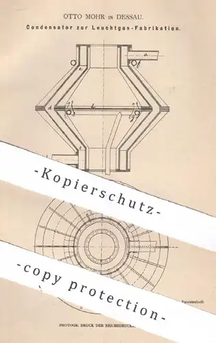 original Patent - Otto Mohr , Dessau , 1882 , Kondensator zur Leuchtgas - Fabrikation | Gas , Gase , Beleuchtung