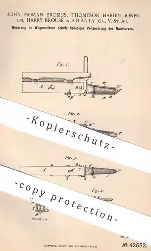 original Patent - John Moman Brosius , Thompson Hardin Jones , Harry Krouse , Atlanta | Wagenachsen | Achse , Achsen