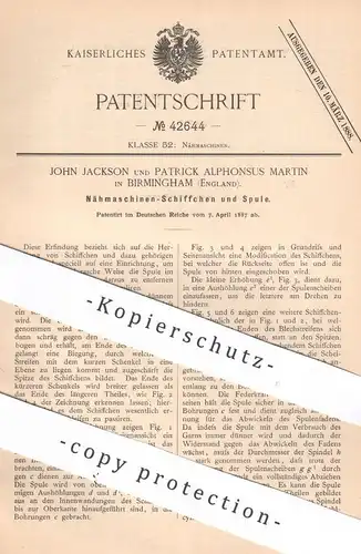 original Patent - John Jackson | Patrick Alphonsus Martin , Birmingham , England | Nähmaschinen - Schiffchen & Spule