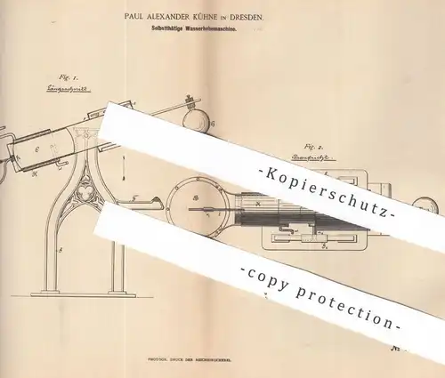 original Patent - Paul Alexander Kühne , Dresden , 1887 , Wasserhebemaschine | Pumpe , Pumpen , Wasserpumpe !!