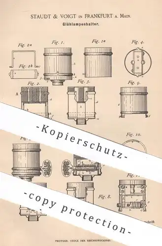 original Patent - Staudt & Voigt , Frankfurt / Main | 1887 | Glühlampenhalter | Glühlampe , Lampe , Glühlicht , Fassung
