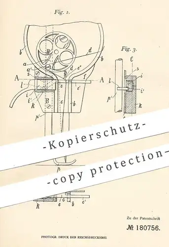 original Patent - Bielefelder Nähmaschinen- & Fahrrad Fabrik AG vorm. Hengstenberg & Co. Bielefeld , 1905 , Nähmaschine