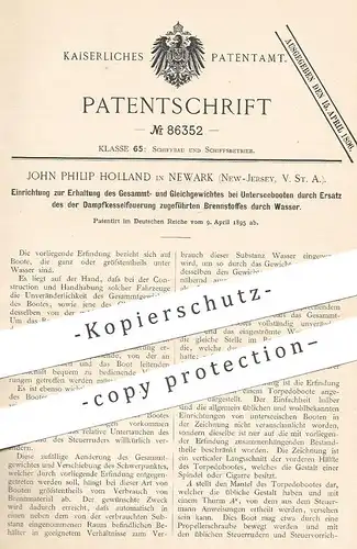 original Patent - John Philip Holland , New York , New Jersey , USA , Unterseeboot | U-Boot | Schiffbau , Schiffe , Boot