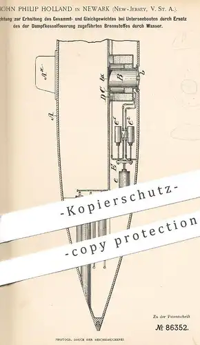 original Patent - John Philip Holland , New York , New Jersey , USA , Unterseeboot | U-Boot | Schiffbau , Schiffe , Boot