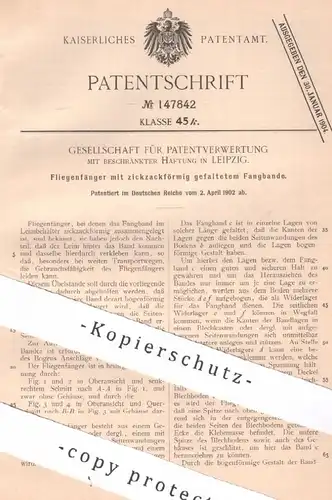 original Patent - Patentverwertung GmbH Leipzig | 1902 | Fliegenfänger | Fangband , Leim | Fliegen , Insekten